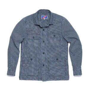 Best Made Co Japanese Chore Jacket Men L Indigo Hickory Stripe Workwear USA RARE